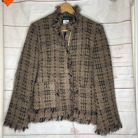 Harve Benard Jackets & Blazers - VINTAGE Harve Benard • Blazer Jacket • Tweed • Fringe • Wool Blend • 6 • Pockets